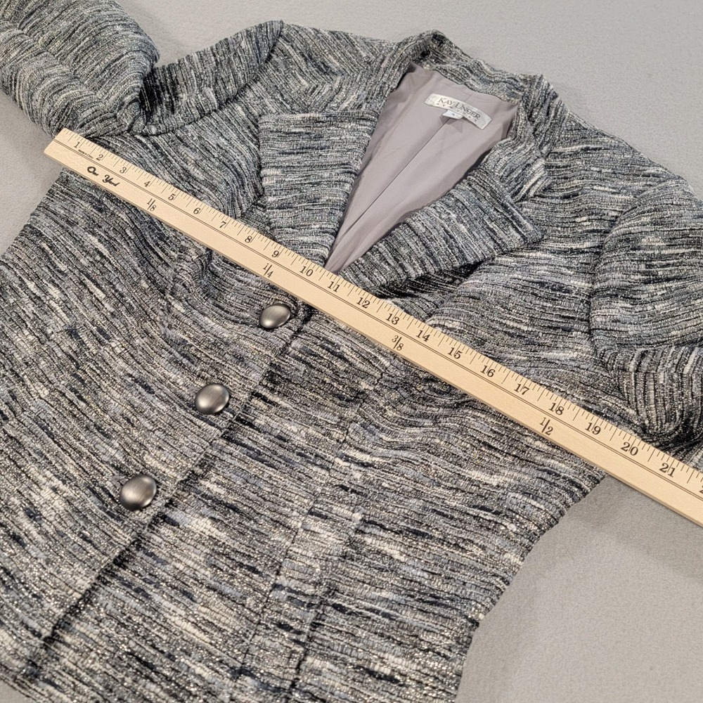 Kay Unger New York Tweed Skirt Suit Metallic 2 Piece Career Women's Size 14 - Picture 5 of 16